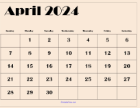 Printable:-R3i9fb8ydy= April 2024 Calendar